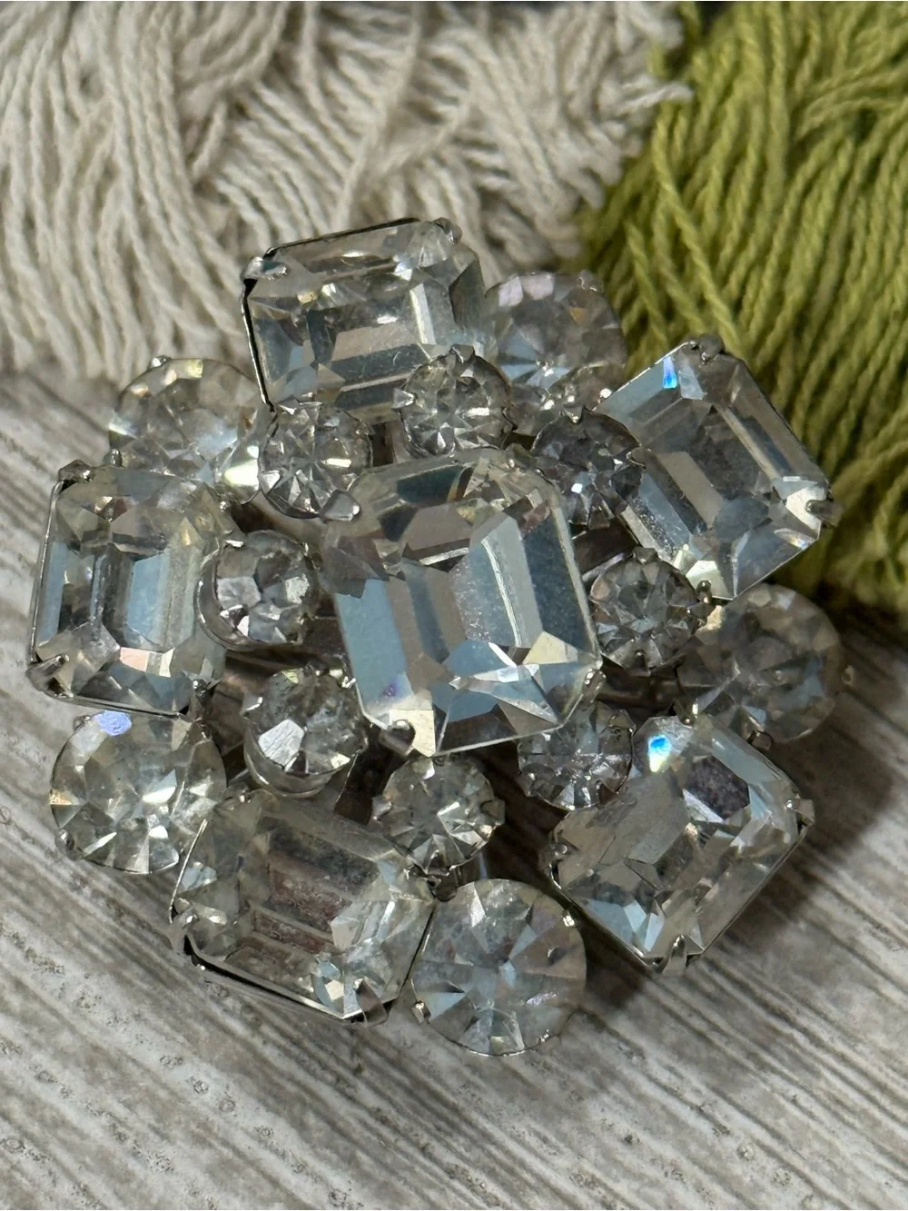 Clear Crystal Cluster Brooch by Coro
